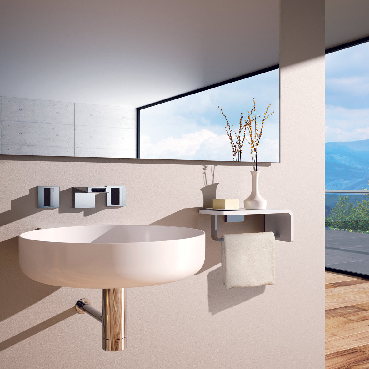 Corian® und verchromtes Messing