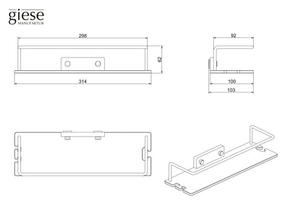 Duschablage mit Haken und Rasierhalter