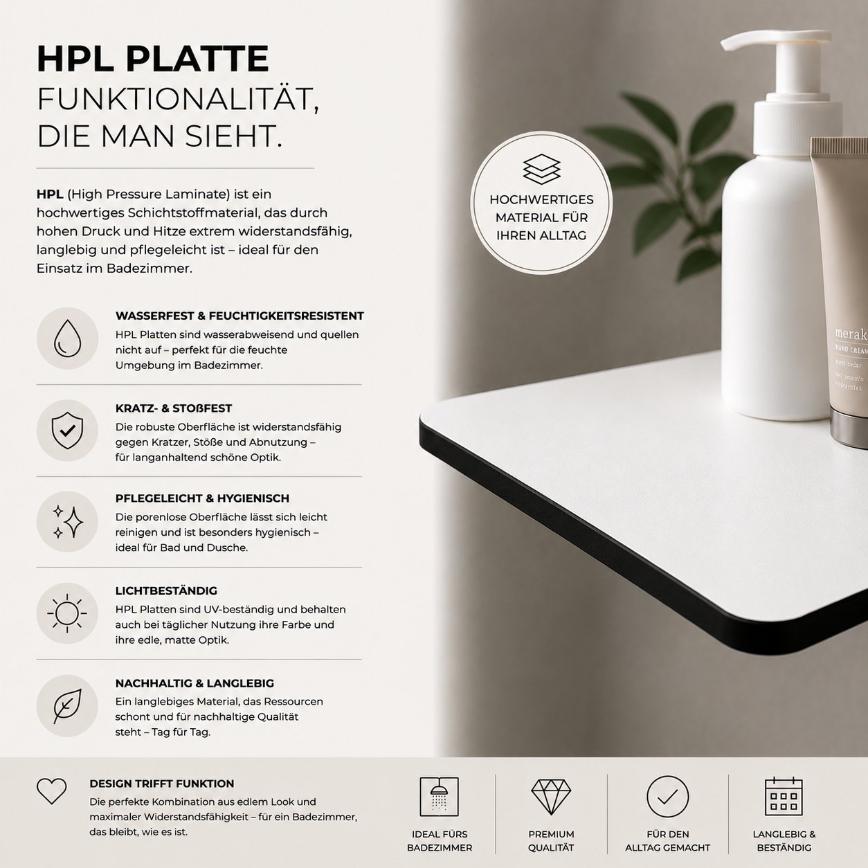 Duschablage mit Haken und Rasierhalter
