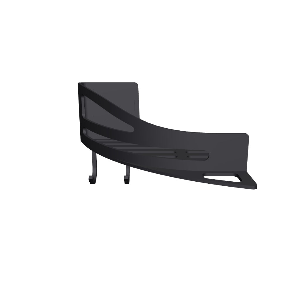 3D-Ansicht eines Duschkorbs Modell 30793-14. Der Korb besteht aus Zinkdruckguss mit schwarzer Oberfläche und zeigt die typische Form mit einer Ablagefläche für Duschutensilien.